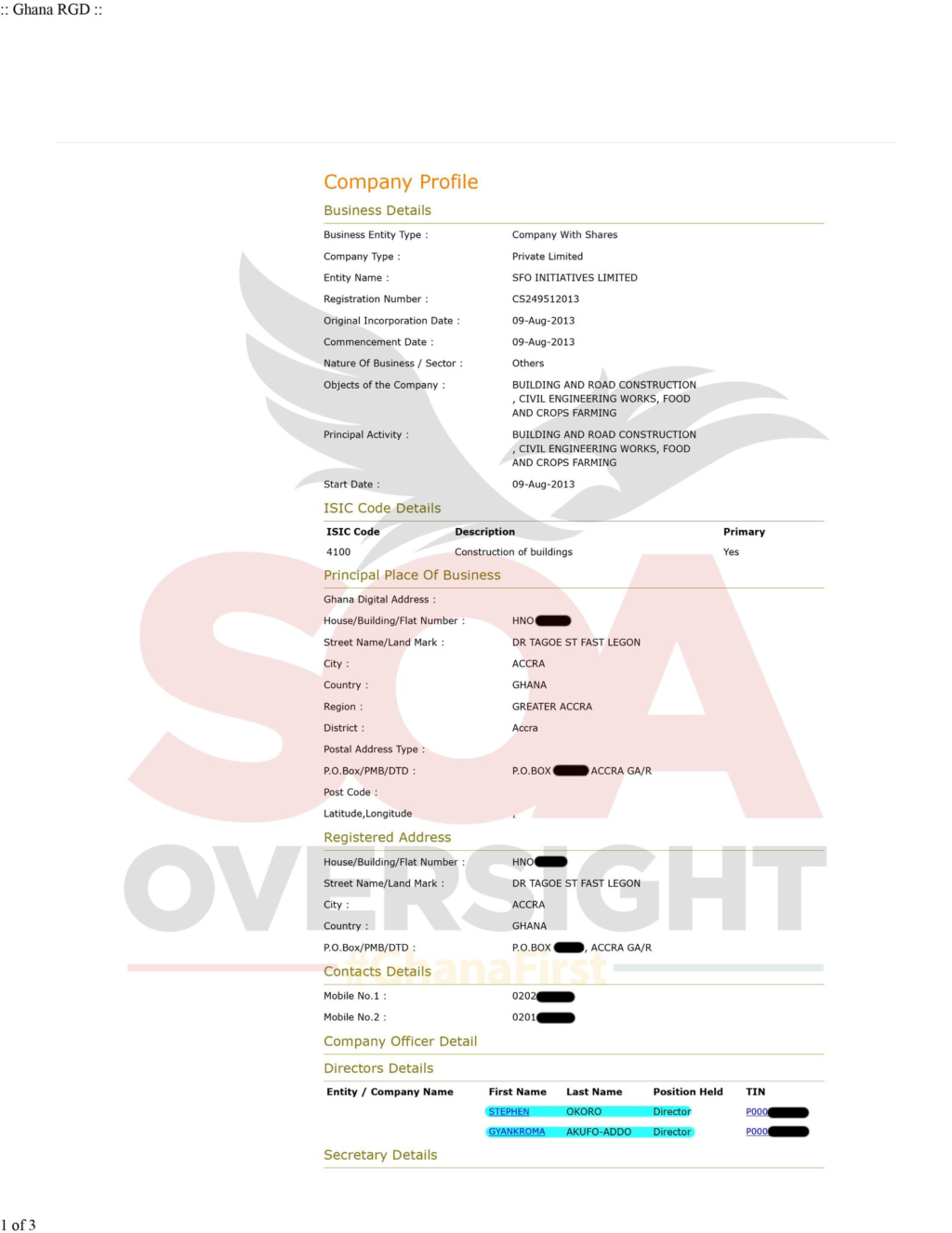 image - Accra Daily Post Documents involving the US.9million Ambulance Spare Parts Scandal