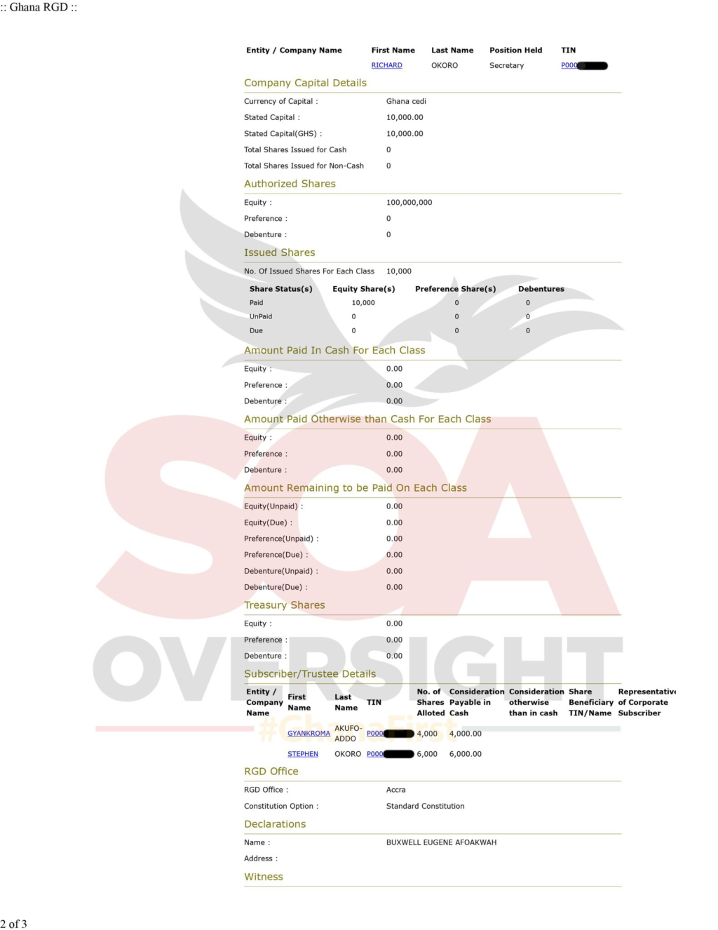 image - Accra Daily Post Documents involving the US.9million Ambulance Spare Parts Scandal
