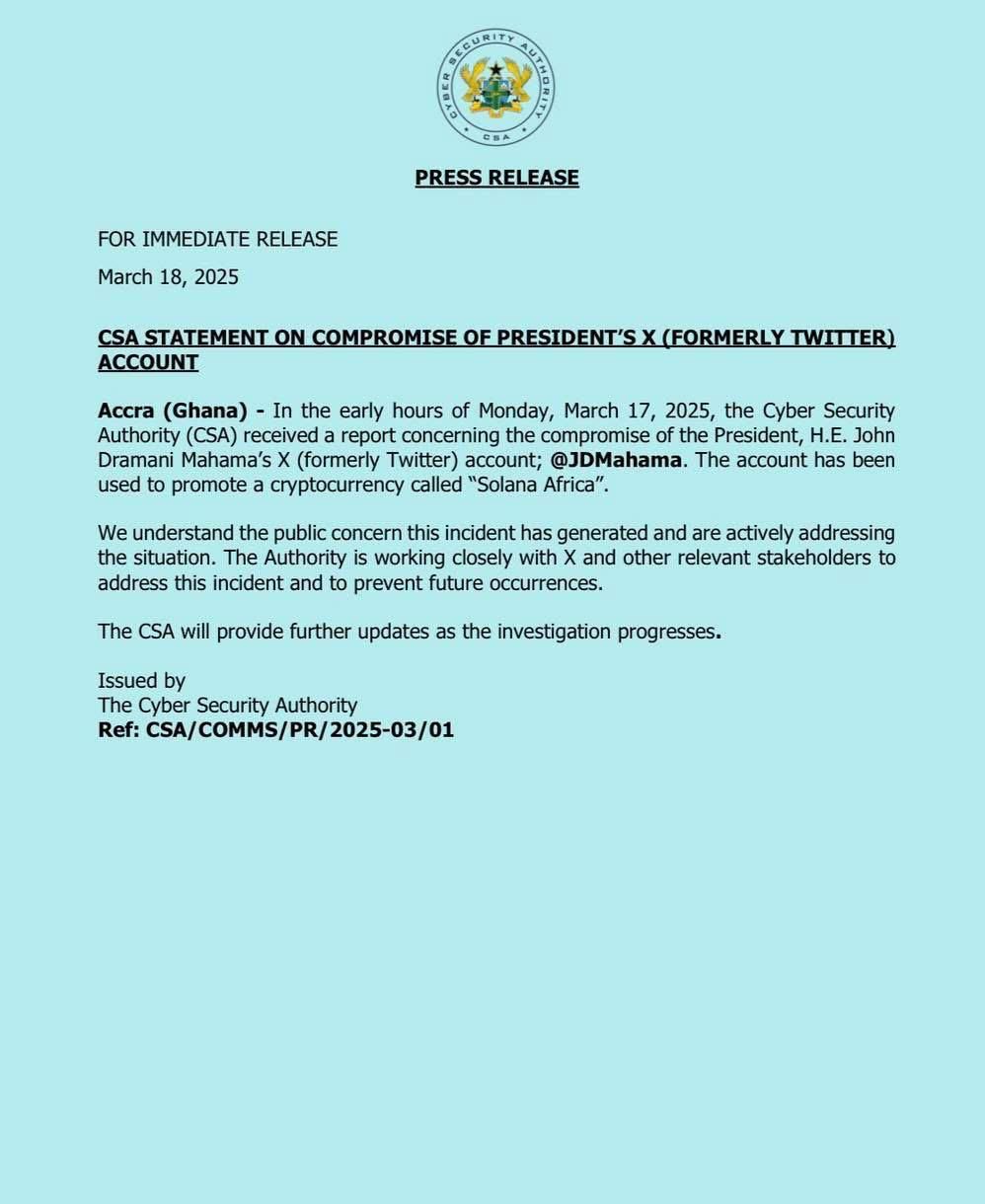 CSA Mahama Press Release - Accra Daily Post CSA Mahama Press Release