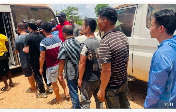 Some of the arrested Chinese nationals involved in illegal mining activities - Accra Daily Post Some of the arrested Chinese nationals involved in illegal mining activities