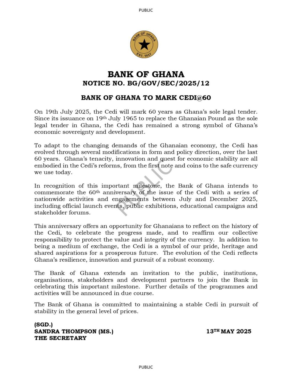 BoG Statement Commemorate 60yrs of Cedi - Accra Daily Post BoG Statement Commemorate 60yrs of Cedi